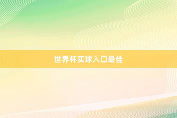 世界杯买球入口最佳