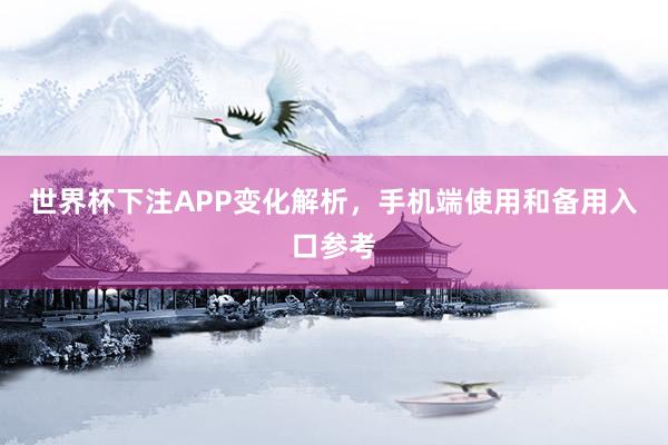世界杯下注APP变化解析，手机端使用和备用入口参考