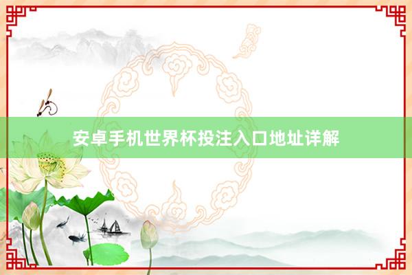 安卓手机世界杯投注入口地址详解